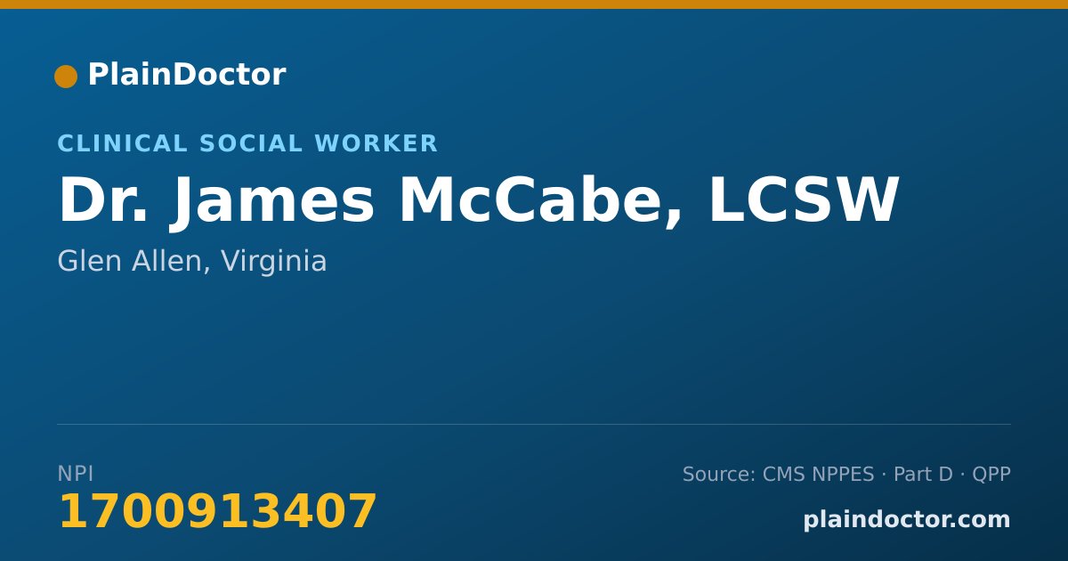 Shareable card for James McCabe, LCSW - Clinical Social Worker, Glen Allen, VA