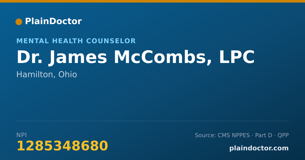 Shareable card for James McCombs, LPC - Mental Health Counselor, Hamilton, OH