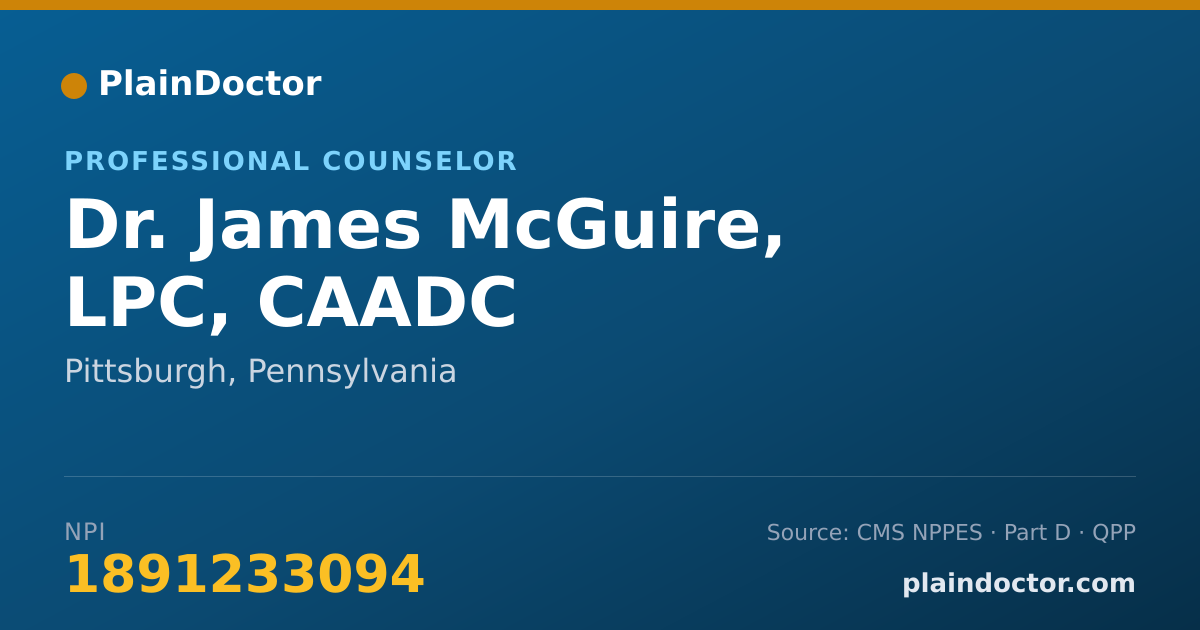 Shareable card for James McGuire, LPC, CAADC - Professional Counselor, Pittsburgh, PA