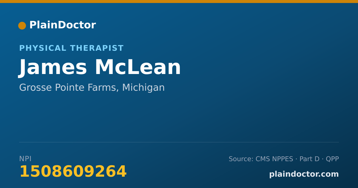 Shareable card for James McLean - Physical Therapist, Grosse Pointe Farms, MI