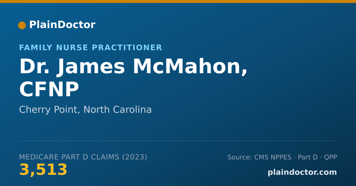 Shareable card for James McMahon, CFNP - Family Nurse Practitioner, Cherry Point, NC