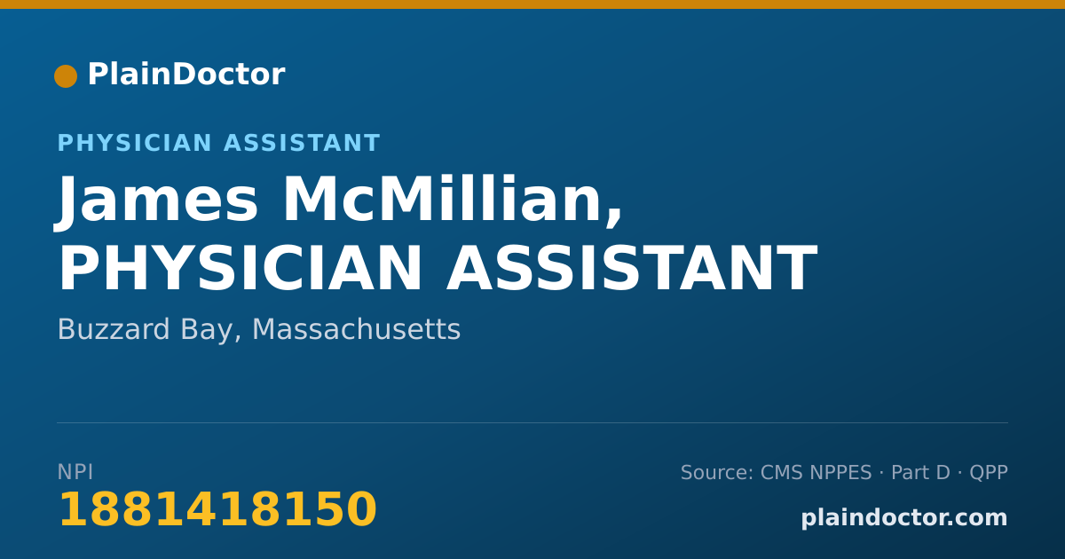 Shareable card for James McMillian, PHYSICIAN ASSISTANT - Physician Assistant, Buzzard Bay, MA