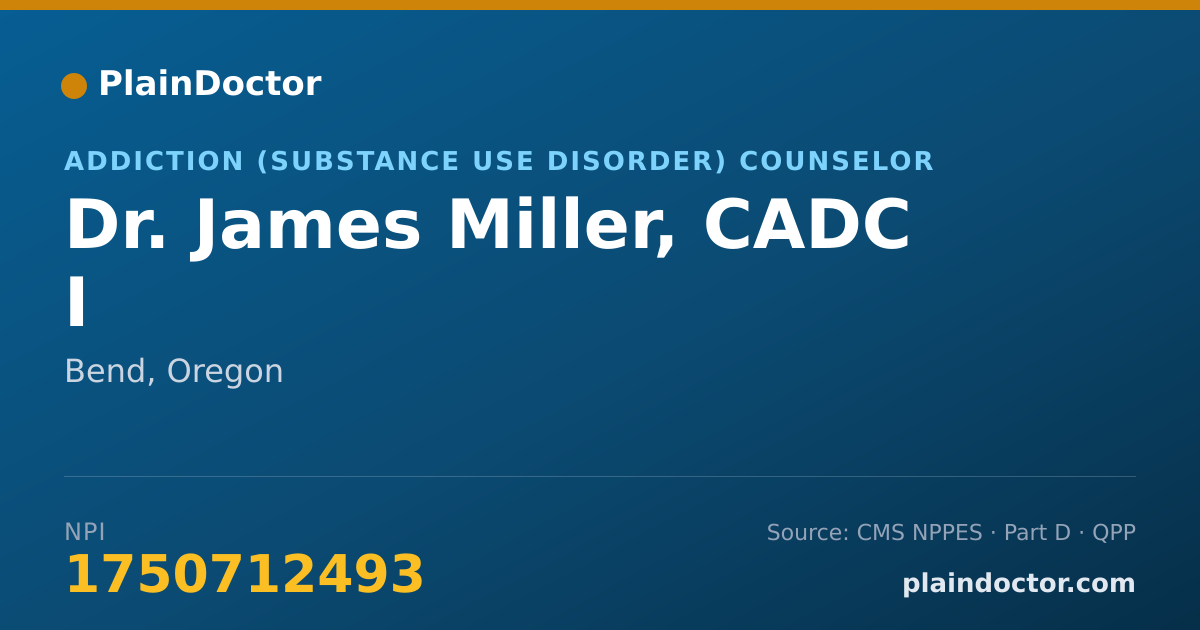 Shareable card for James Miller, CADC I - Addiction (Substance Use Disorder) Counselor, Bend, OR