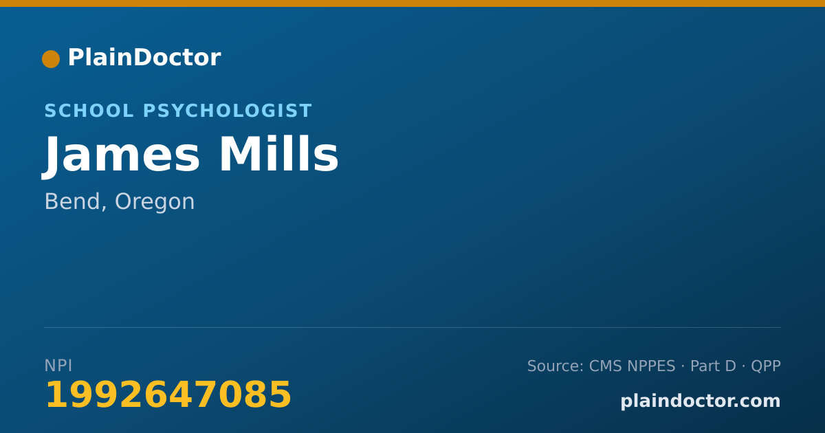 Shareable card for James Mills - School Psychologist, Bend, OR