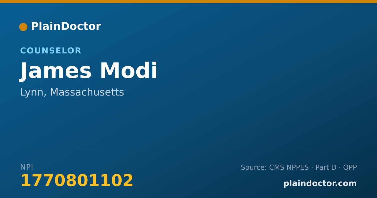 Shareable card for James Modi - Counselor, Lynn, MA
