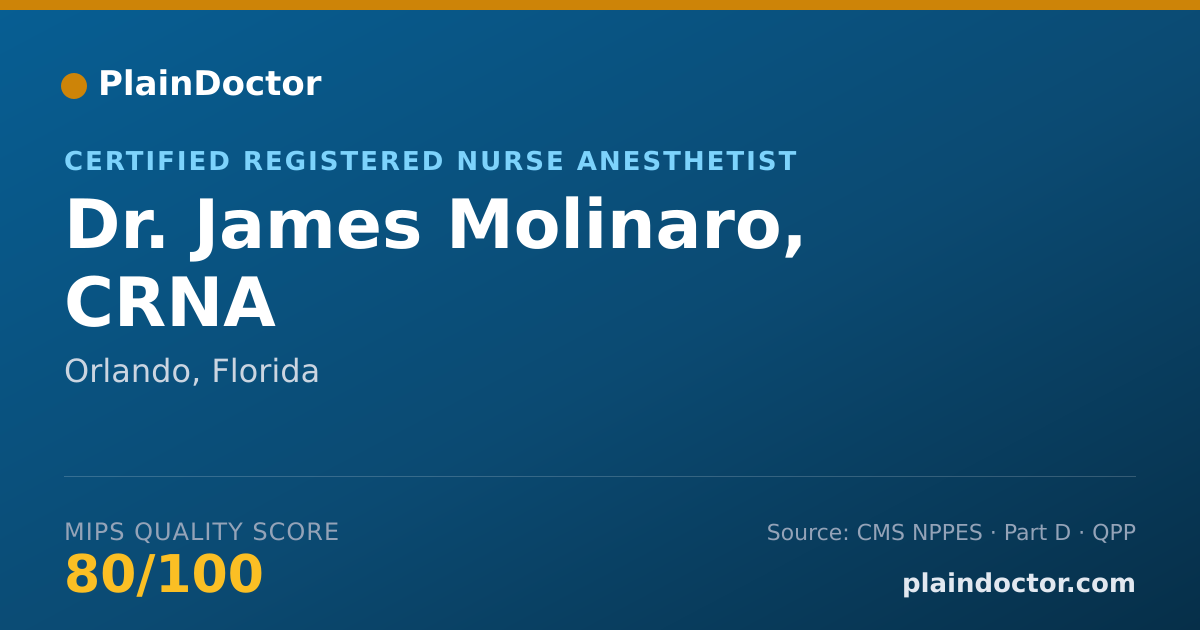 Shareable card for James Molinaro, CRNA - Certified Registered Nurse Anesthetist, Orlando, FL
