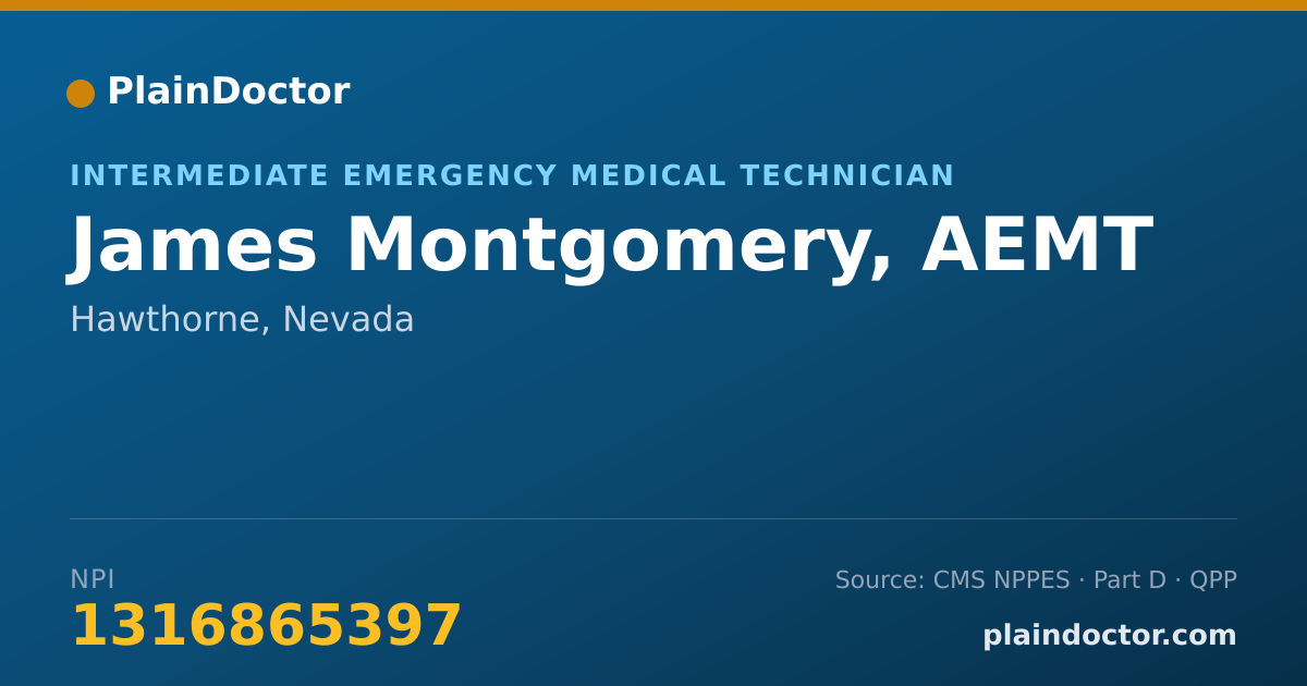 Shareable card for James Montgomery, AEMT - Intermediate Emergency Medical Technician, Hawthorne, NV