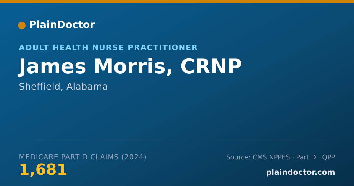 Shareable card for James Morris, CRNP - Adult Health Nurse Practitioner, Sheffield, AL