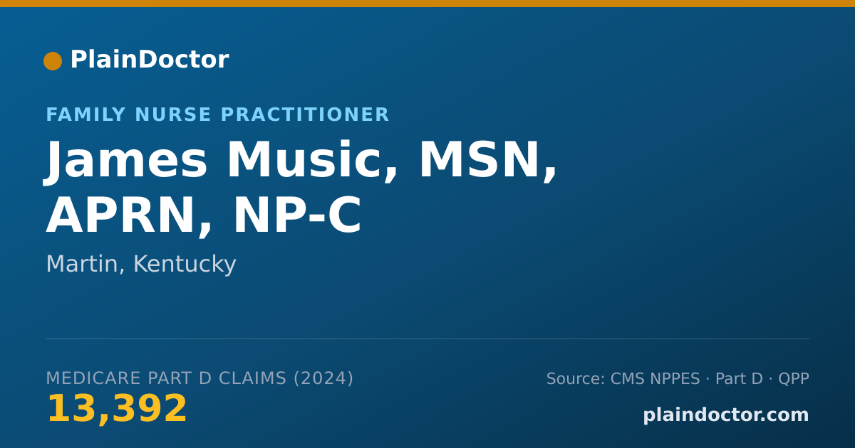 Shareable card for James Music, MSN, APRN, NP-C - Family Nurse Practitioner, Martin, KY