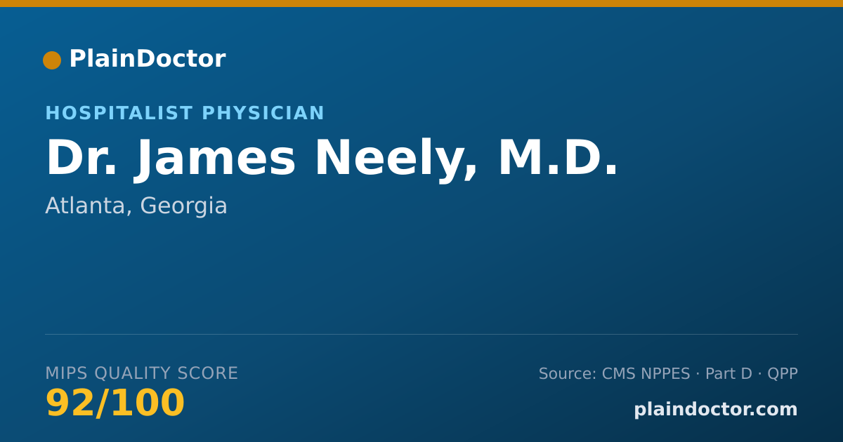 Shareable card for James Neely, M.D. - Hospitalist Physician, Atlanta, GA