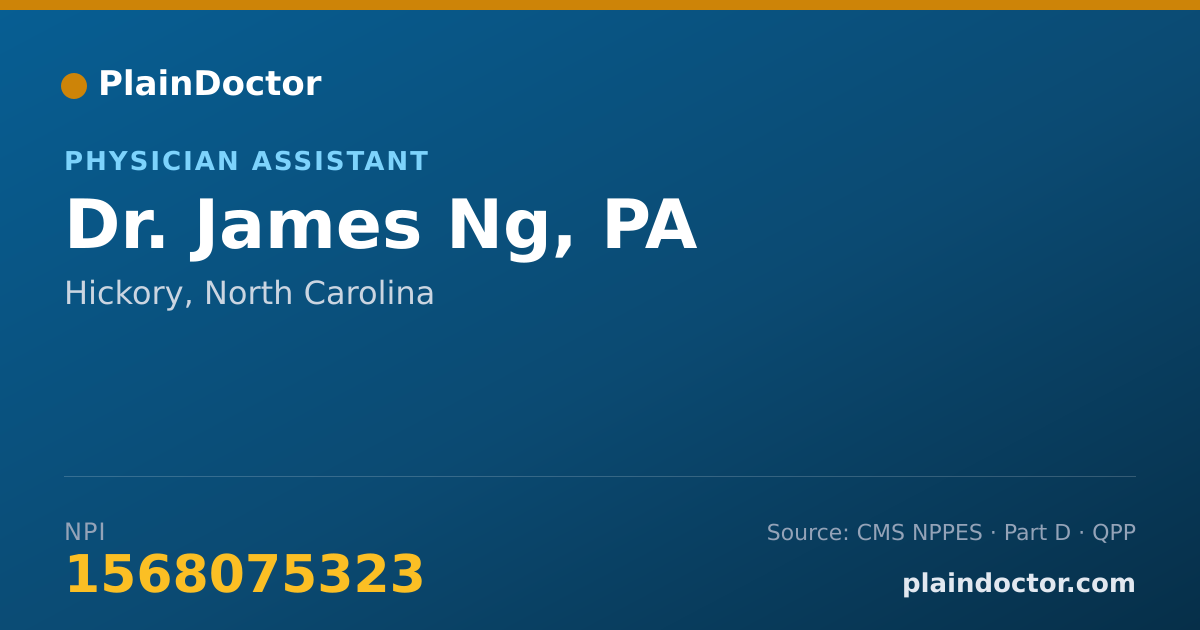 Shareable card for James Ng, PA - Physician Assistant, Hickory, NC