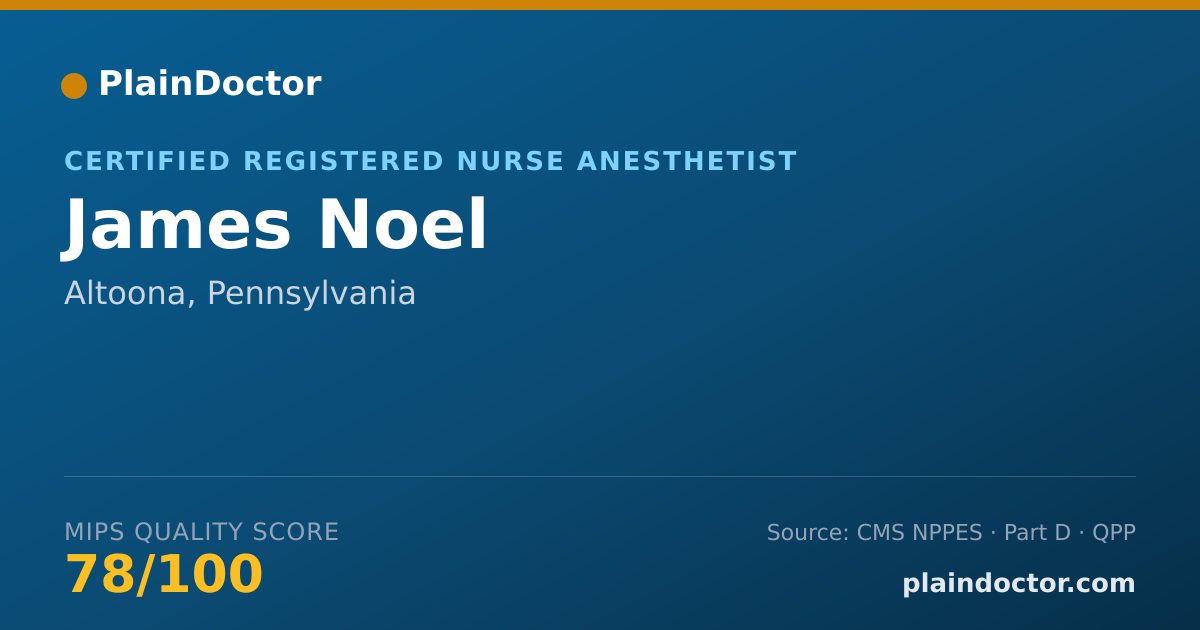 Shareable card for James Noel - Certified Registered Nurse Anesthetist, Altoona, PA