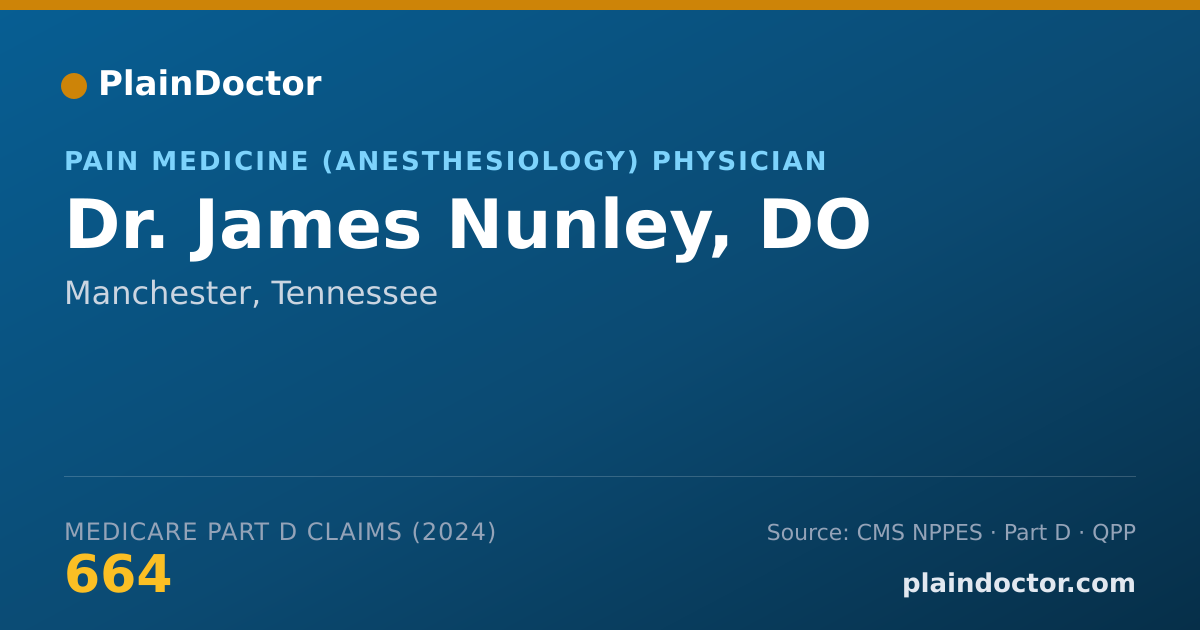 Shareable card for James Nunley, DO - Pain Medicine (Anesthesiology) Physician, Manchester, TN