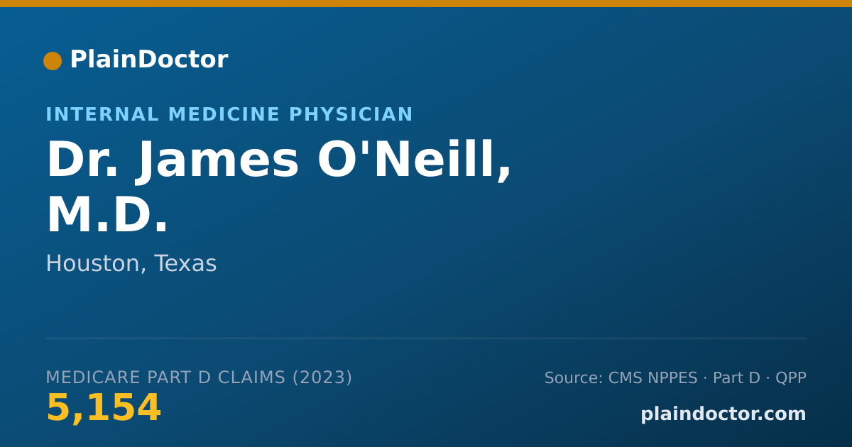 Shareable card for James O'Neill, M.D. - Internal Medicine Physician, Houston, TX