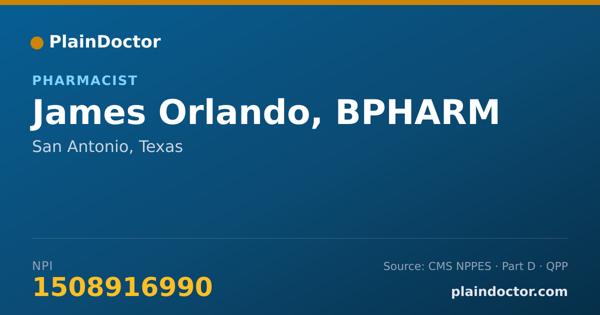 Shareable card for James Orlando, BPHARM - Pharmacist, San Antonio, TX