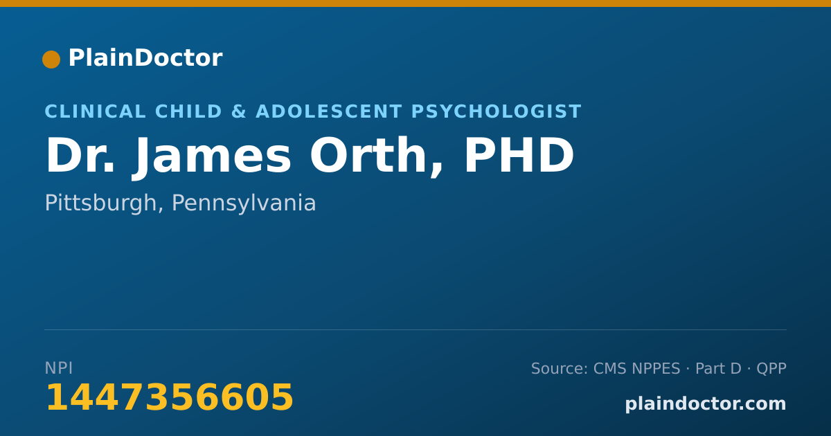 Shareable card for James Orth, PHD - Clinical Child & Adolescent Psychologist, Pittsburgh, PA