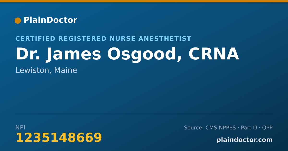 Shareable card for James Osgood, CRNA - Certified Registered Nurse Anesthetist, Lewiston, ME