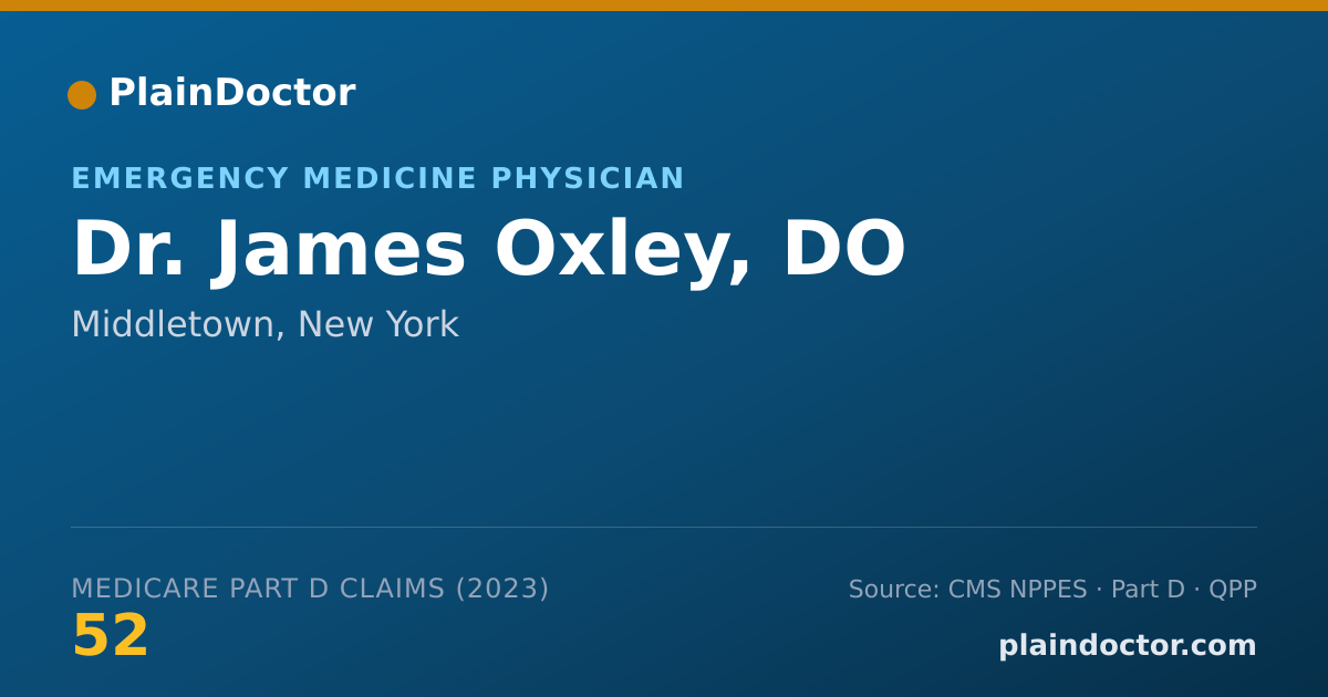 Shareable card for James Oxley, DO - Emergency Medicine Physician, Middletown, NY