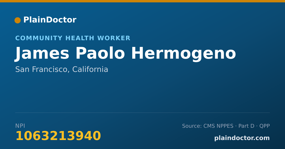 Shareable card for James Paolo Hermogeno - Community Health Worker, San Francisco, CA