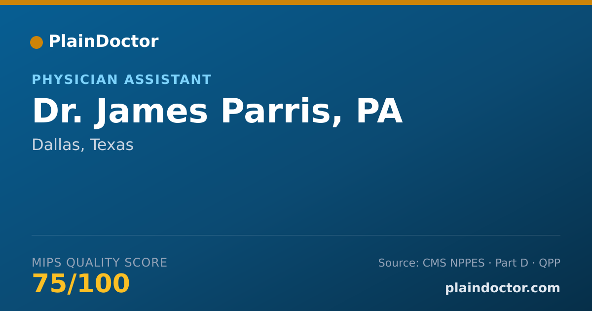 Shareable card for James Parris, PA - Physician Assistant, Dallas, TX