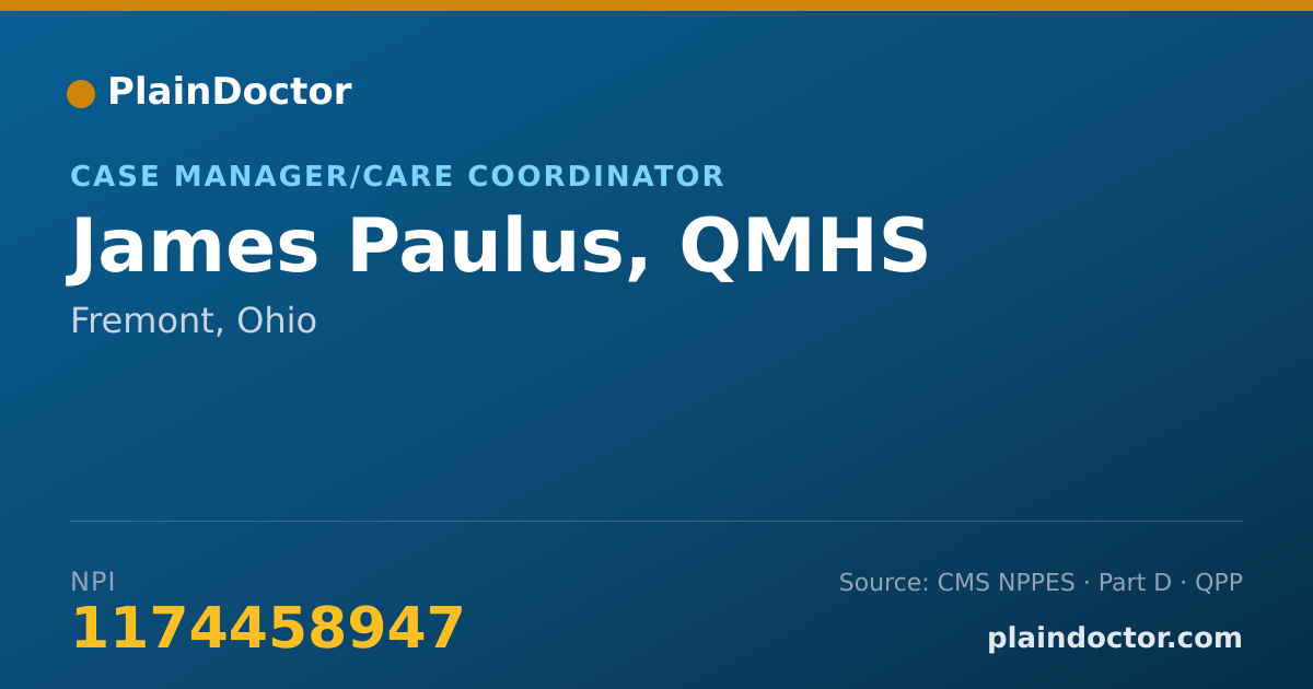 Shareable card for James Paulus, QMHS - Case Manager/Care Coordinator, Fremont, OH