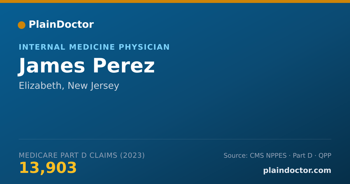 Shareable card for James Perez - Internal Medicine Physician, Elizabeth, NJ