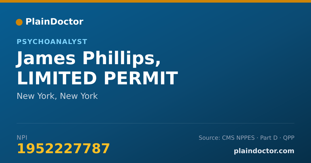 Shareable card for James Phillips, LIMITED PERMIT - Psychoanalyst, New York, NY