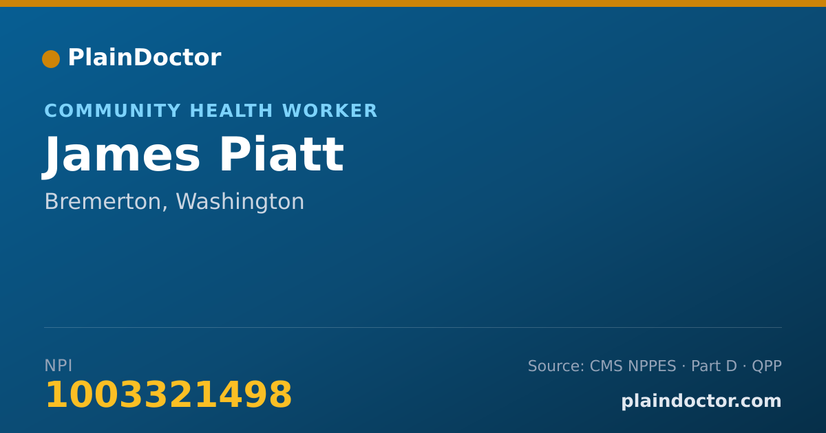Shareable card for James Piatt - Community Health Worker, Bremerton, WA