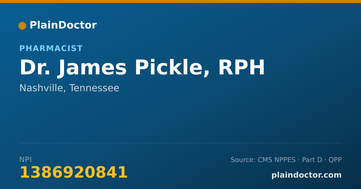 Shareable card for James Pickle, RPH - Pharmacist, Nashville, TN