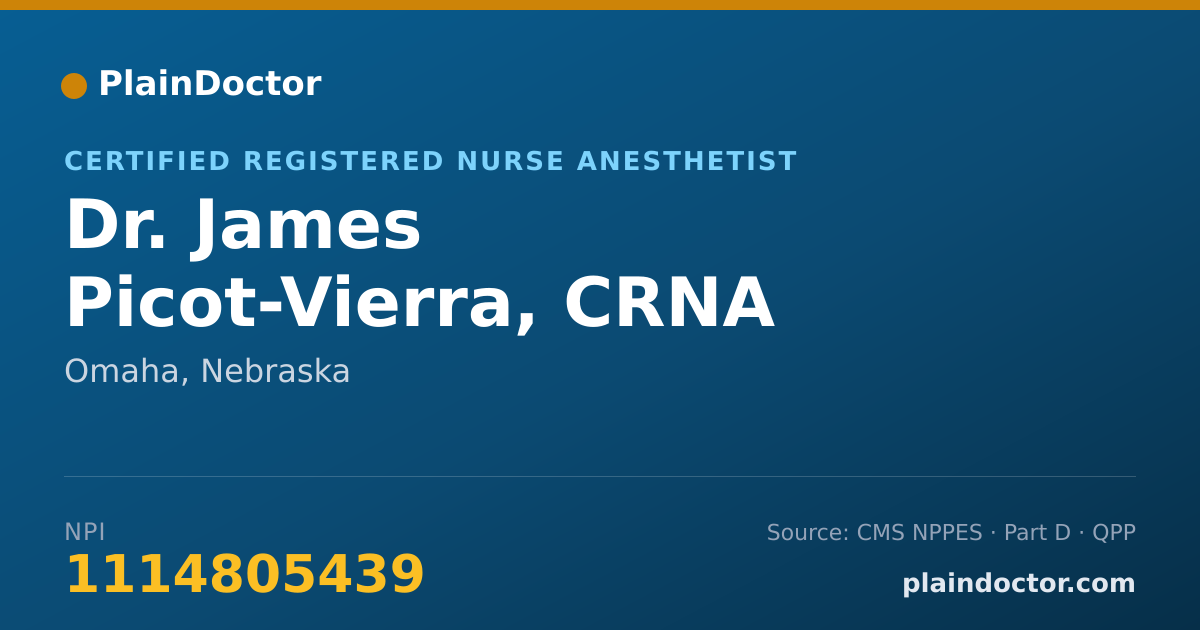 Shareable card for James Picot-Vierra, CRNA - Certified Registered Nurse Anesthetist, Omaha, NE