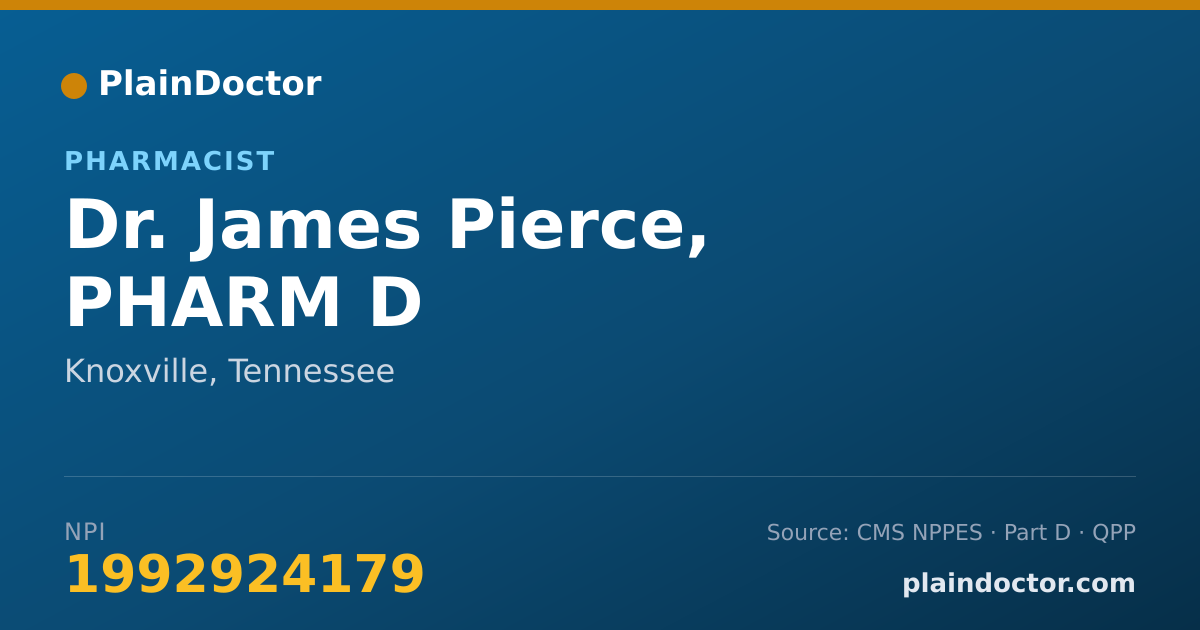 Shareable card for James Pierce, PHARM D - Pharmacist, Knoxville, TN