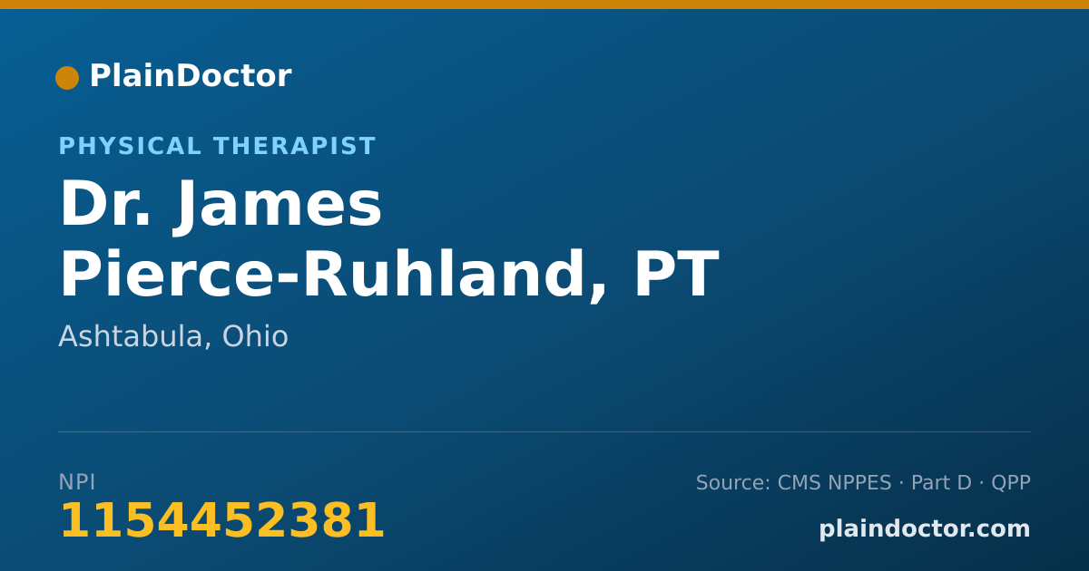 Shareable card for James Pierce-Ruhland, PT - Physical Therapist, Ashtabula, OH