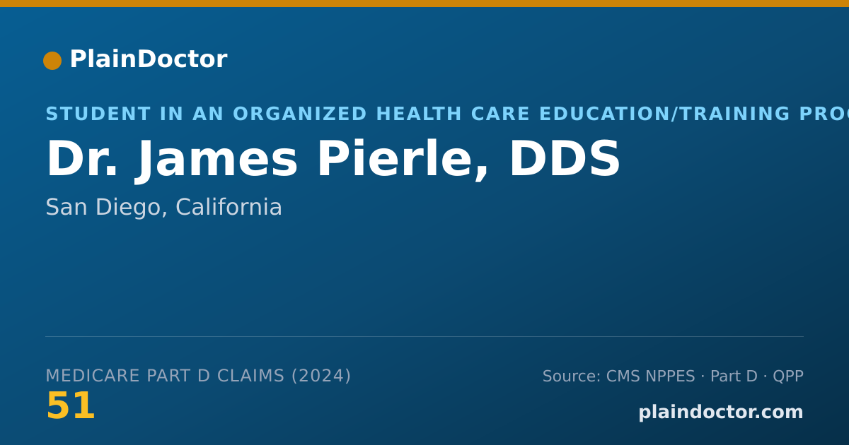 Shareable card for James Pierle, DDS - Student in an Organized Health Care Education/Training Program, San Diego, CA