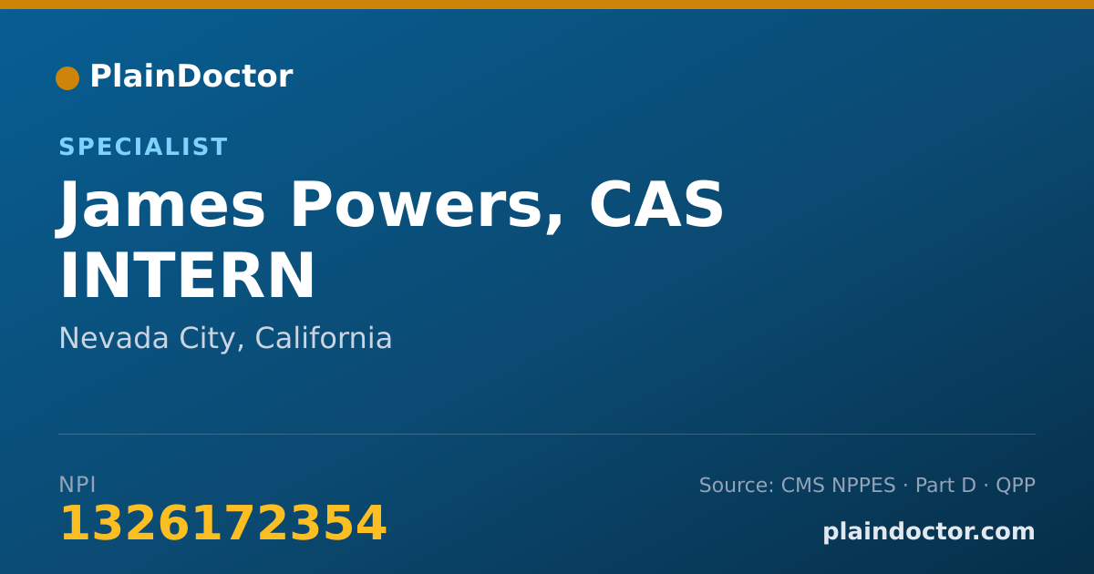 Shareable card for James Powers, CAS INTERN - Specialist, Nevada City, CA