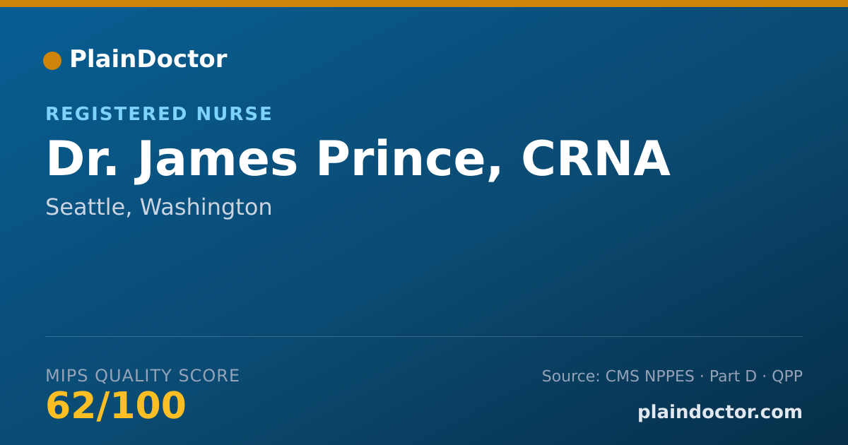 Shareable card for James Prince, CRNA - Registered Nurse, Seattle, WA