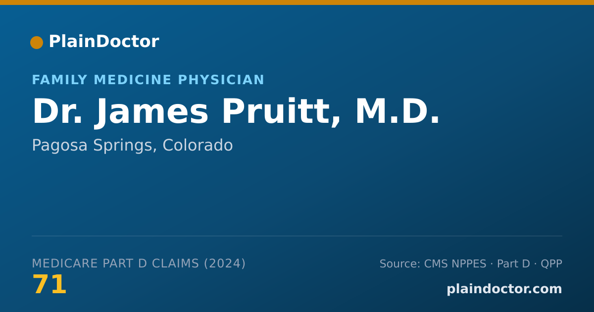 Shareable card for James Pruitt, M.D. - Family Medicine Physician, Pagosa Springs, CO