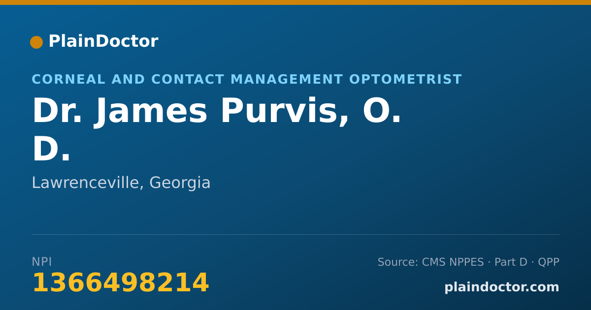 Shareable card for James Purvis, O. D. - Corneal and Contact Management Optometrist, Lawrenceville, GA