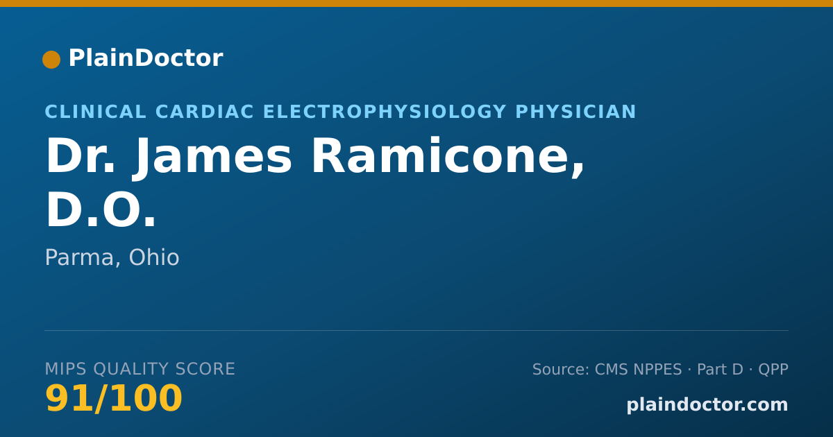Shareable card for James Ramicone, D.O. - Clinical Cardiac Electrophysiology Physician, Parma, OH