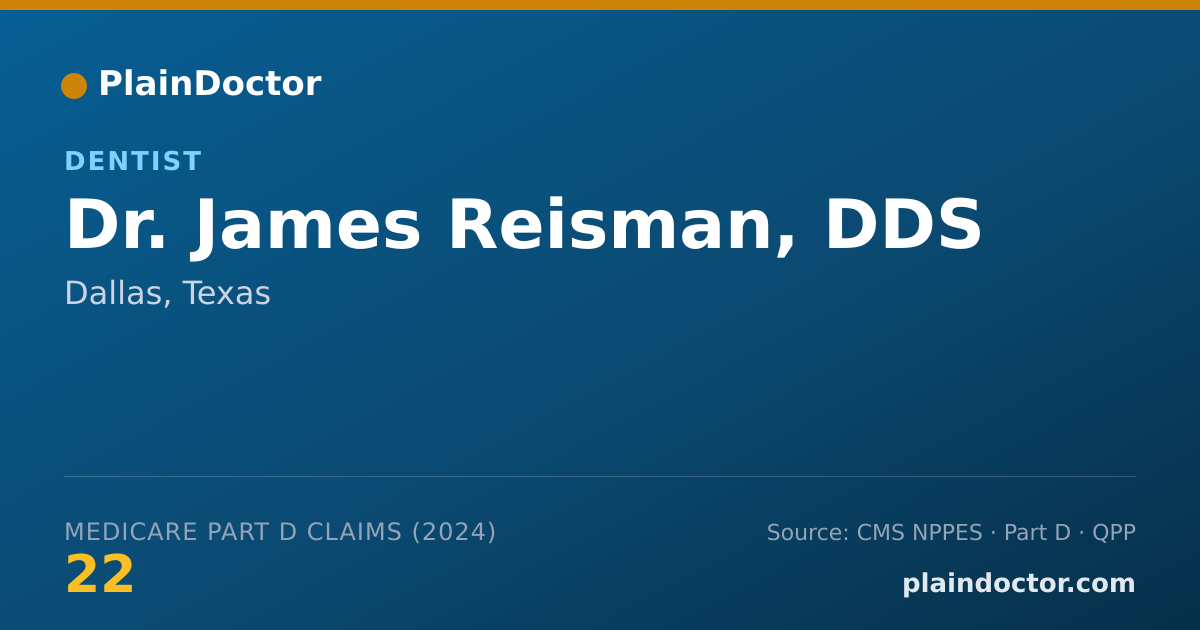 Shareable card for James Reisman, DDS - Dentist, Dallas, TX