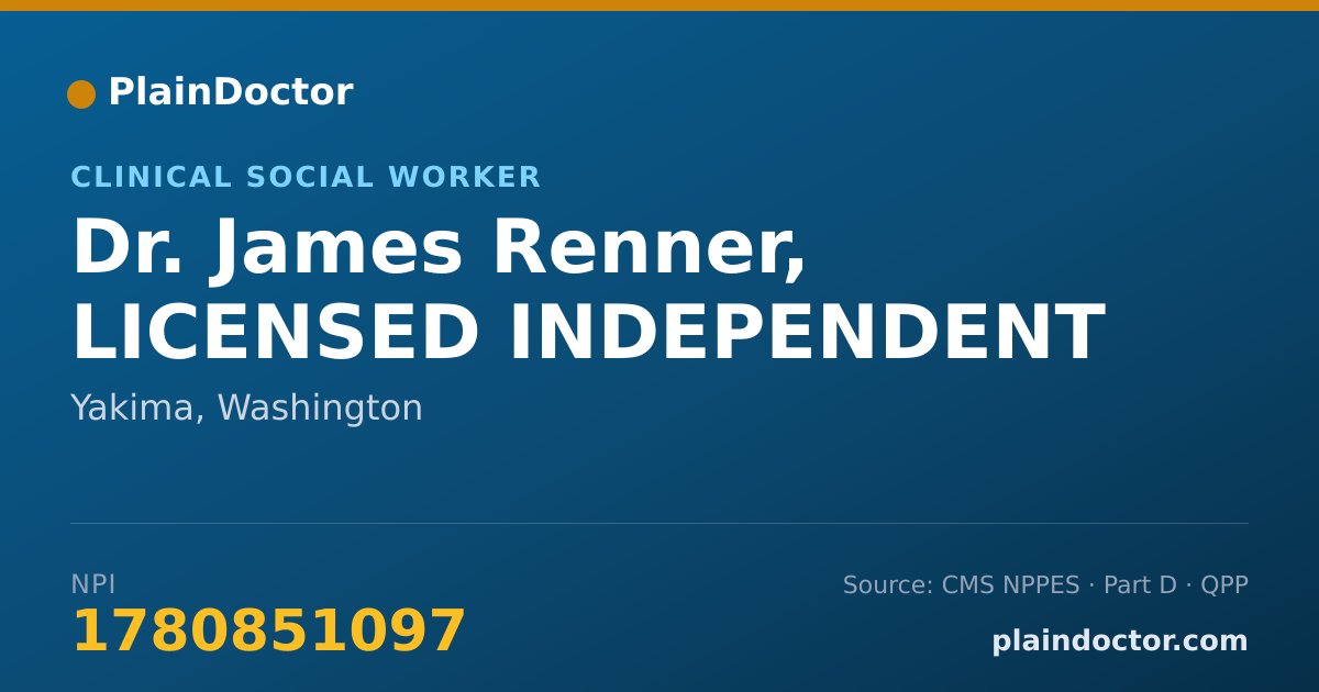 Shareable card for James Renner, LICENSED INDEPENDENT - Clinical Social Worker, Yakima, WA