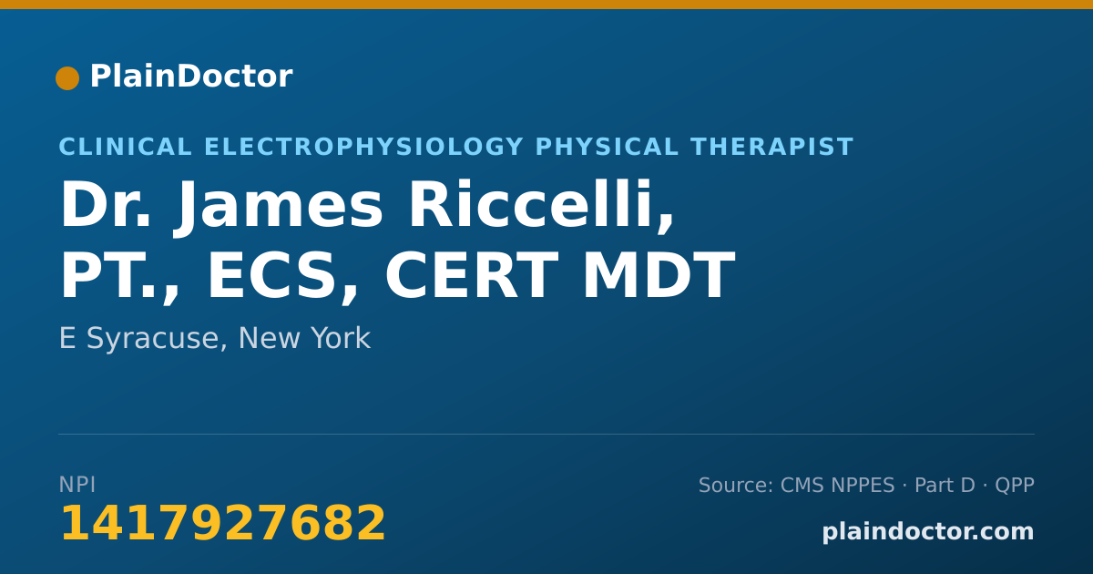 Shareable card for James Riccelli, PT., ECS, CERT MDT - Clinical Electrophysiology Physical Therapist, E Syracuse, NY