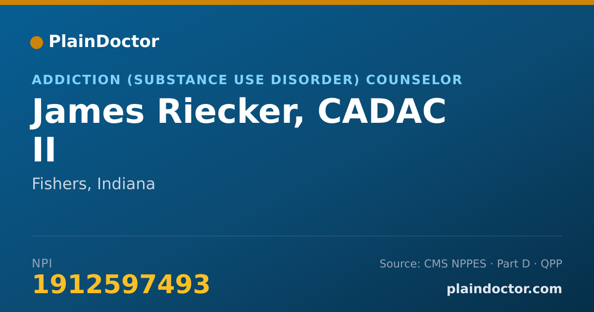 Shareable card for James Riecker, CADAC II - Addiction (Substance Use Disorder) Counselor, Fishers, IN