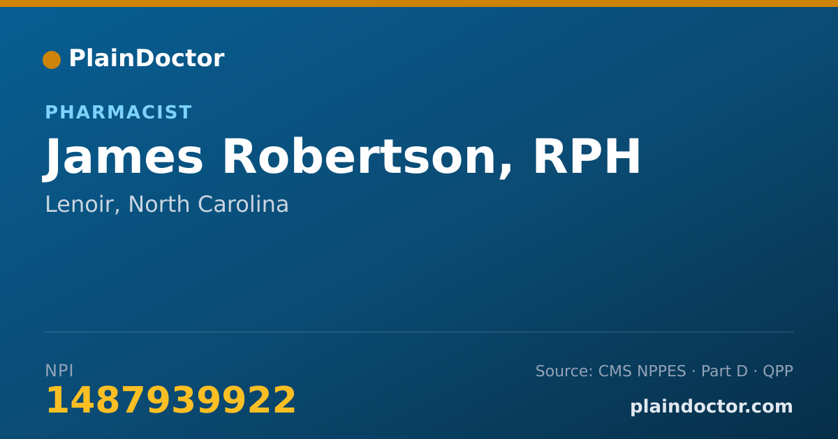 Shareable card for James Robertson, RPH - Pharmacist, Lenoir, NC