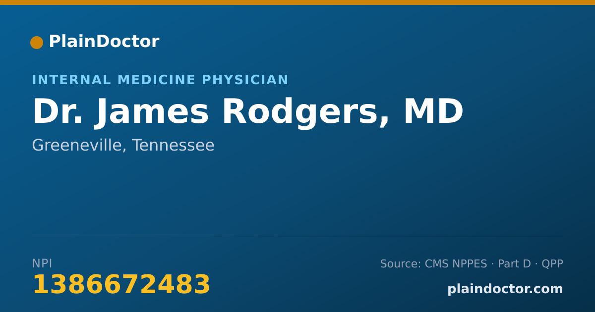 Shareable card for James Rodgers, MD - Internal Medicine Physician, Greeneville, TN