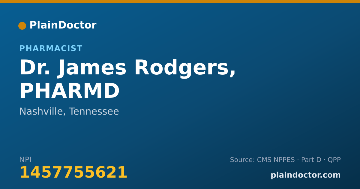 Shareable card for James Rodgers, PHARMD - Pharmacist, Nashville, TN