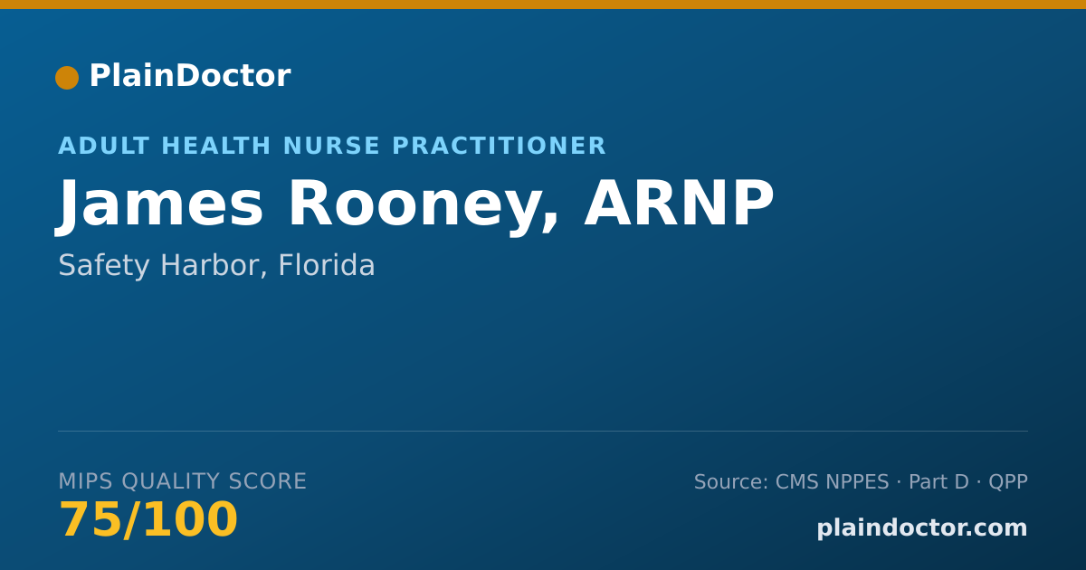 Shareable card for James Rooney, ARNP - Adult Health Nurse Practitioner, Safety Harbor, FL