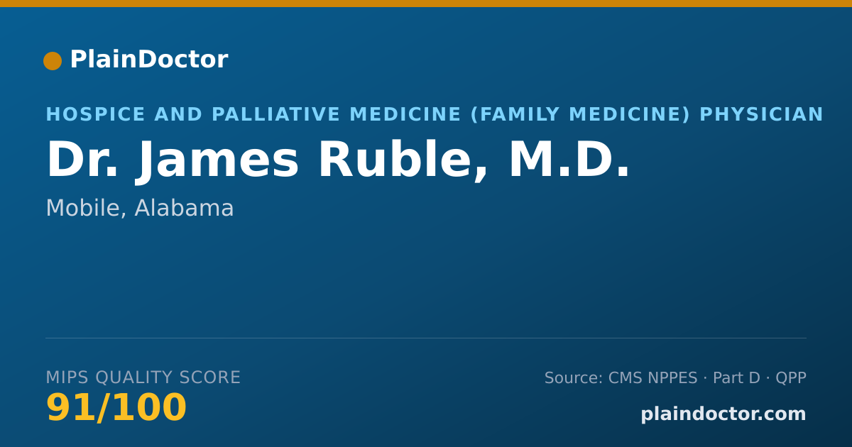 Shareable card for James Ruble, M.D. - Hospice and Palliative Medicine (Family Medicine) Physician, Mobile, AL
