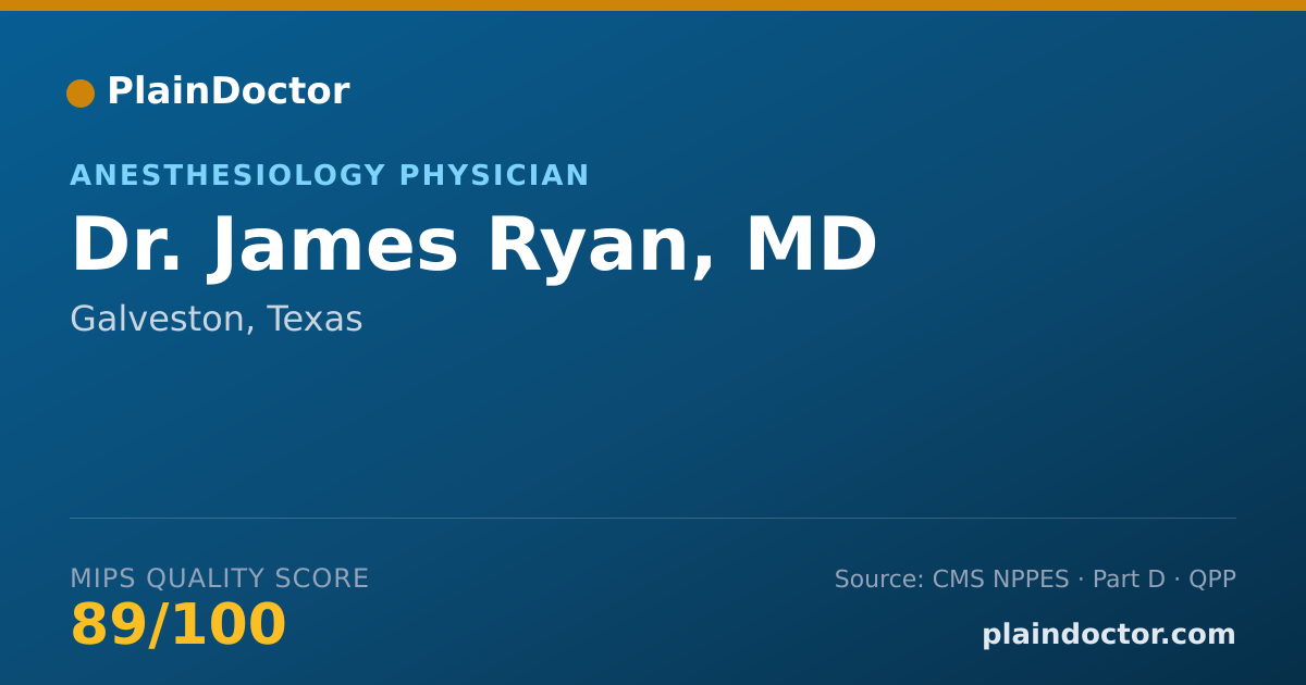 Shareable card for James Ryan, MD - Anesthesiology Physician, Galveston, TX