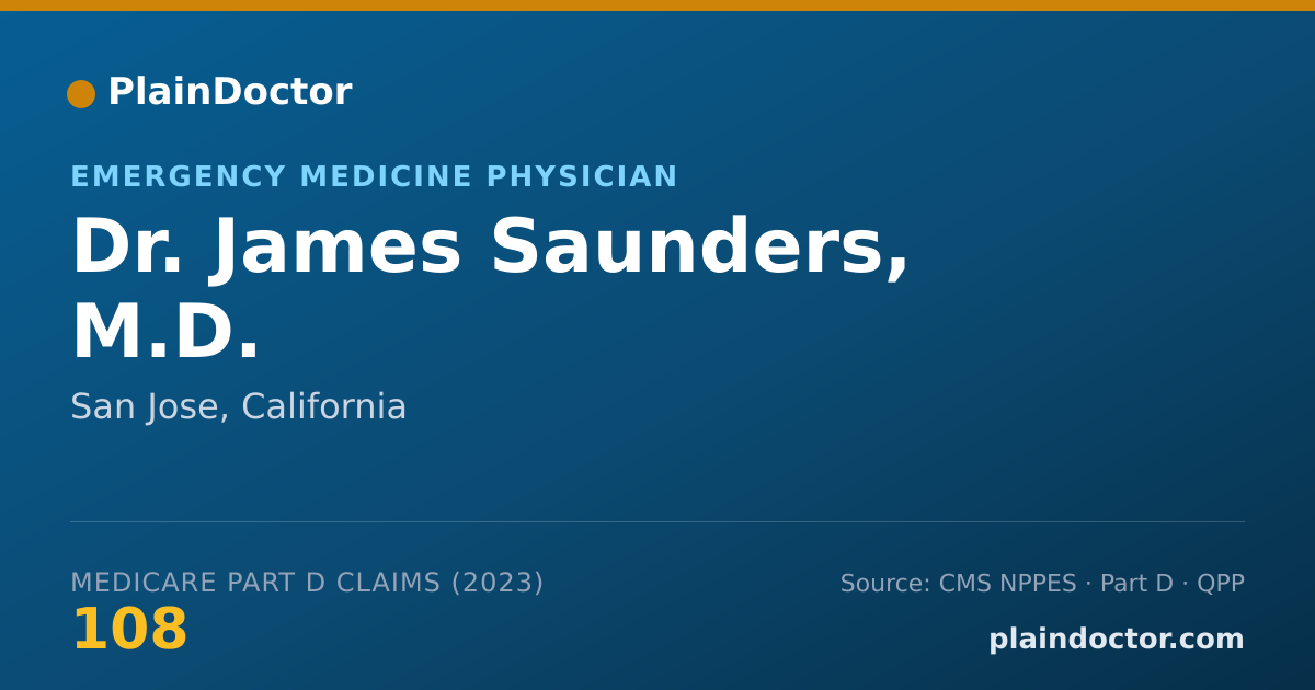 Shareable card for James Saunders, M.D. - Emergency Medicine Physician, San Jose, CA