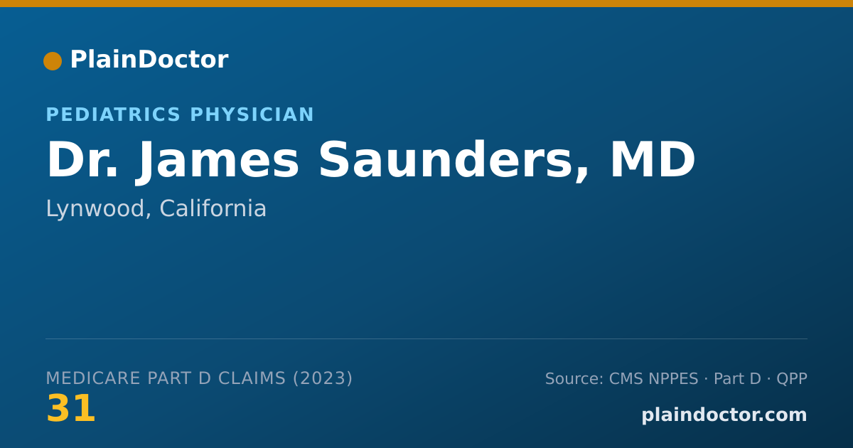 Shareable card for James Saunders, MD - Pediatrics Physician, Lynwood, CA
